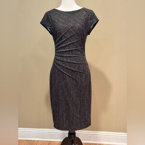 Cache Women's Midi Short Sleeve Brown And Black Dress Size 2